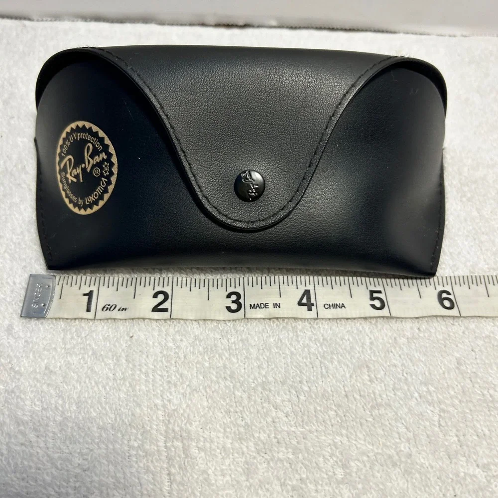 Ray-Ban Sunglasses Case Black Faux Leather Snap Closure with Cleaning Cloth